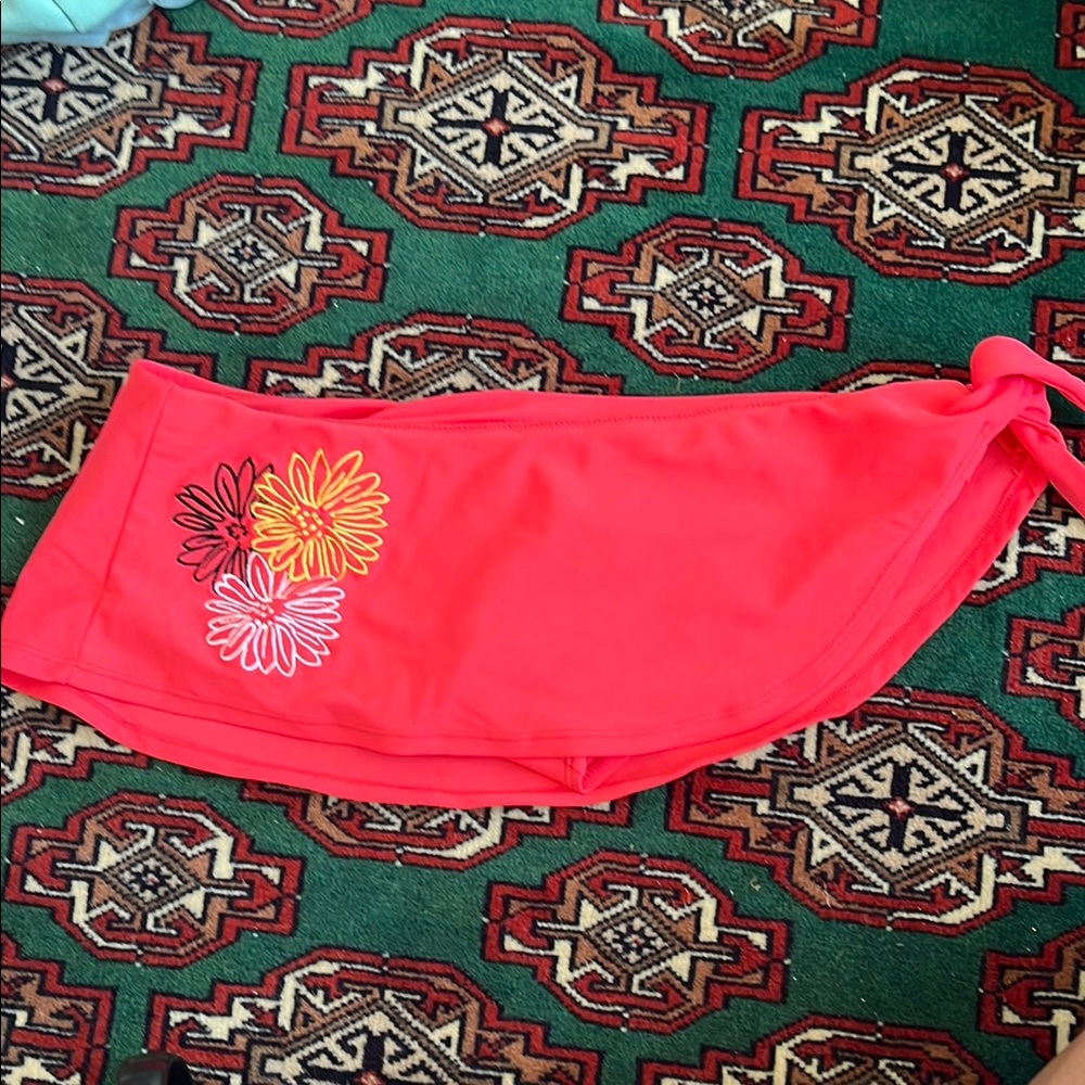 Floral Embroidered Bathing Suit Skirt Sarong